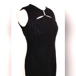 VINTAGE VELVET GOWN WITH RHINESTONES AND CUT OUTS